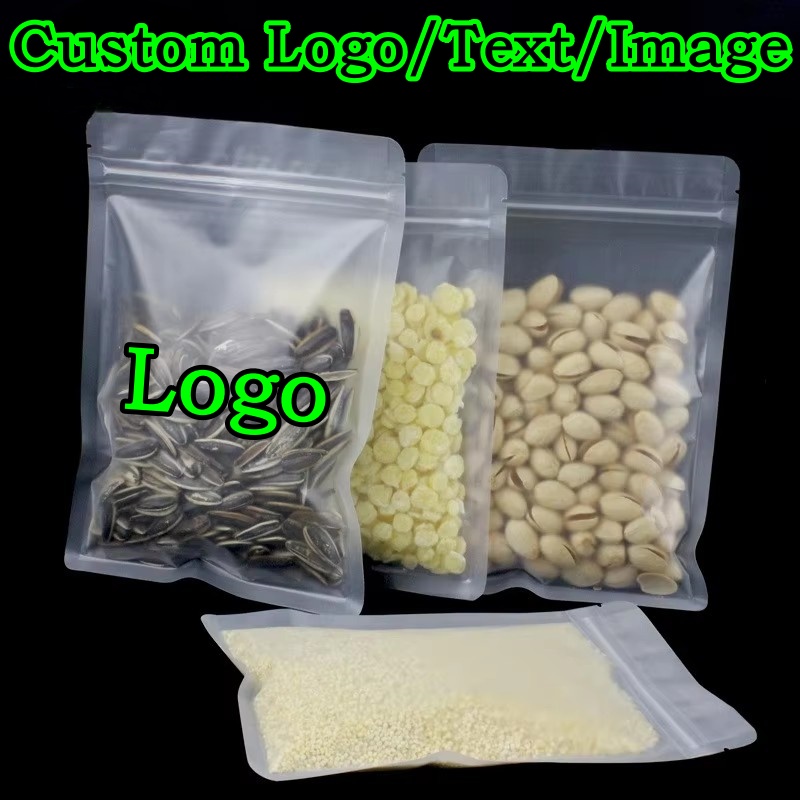 Food Snacks Logos - 100PCS Frosted Plastic Ziplock Packaging Bag