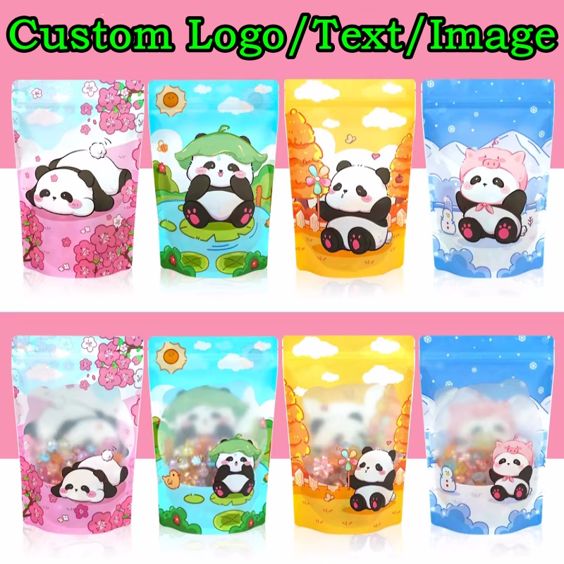 Food Snacks Logos - 100PCS Aluminum Foil Stand-up Ziplock Window