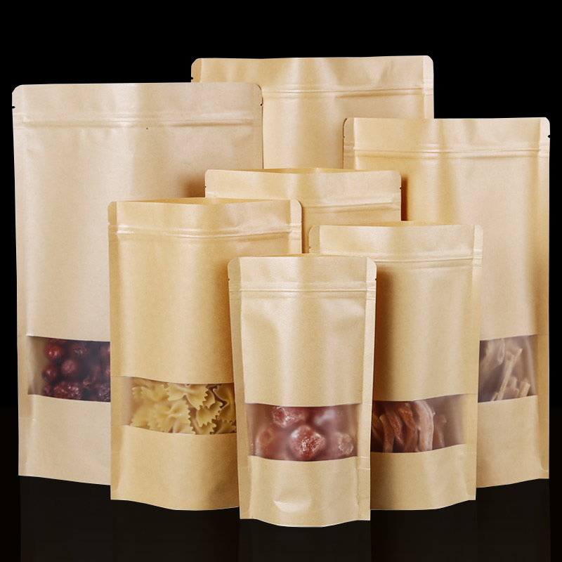 100PCS Brown Doypack Kraft Pac - Food Snacks Packets 评论和价格