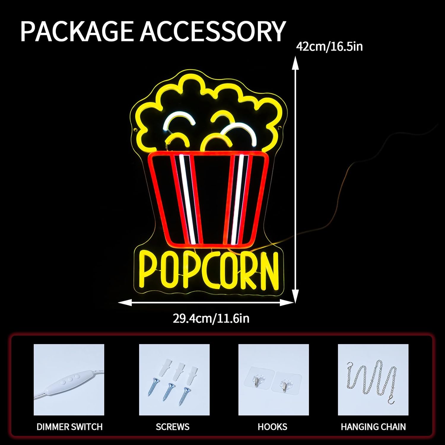 Popcorn Neon Sign Dimmable Foo - Snacks Food Video 评论和价格