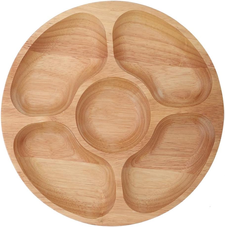 5 Sectional Tray, Wooden Divid - Food Snacks Candy 评论和价格