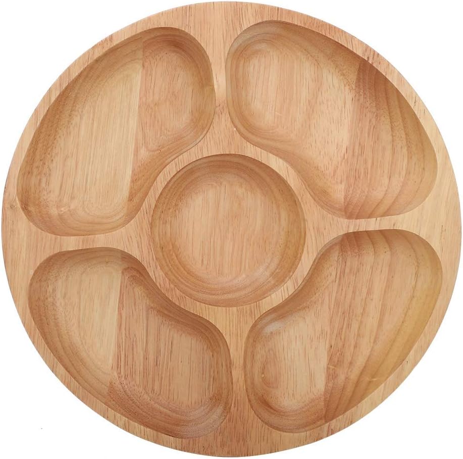 5 Sectional Tray, Wooden Divid - Food Snacks Candy 评论和价格