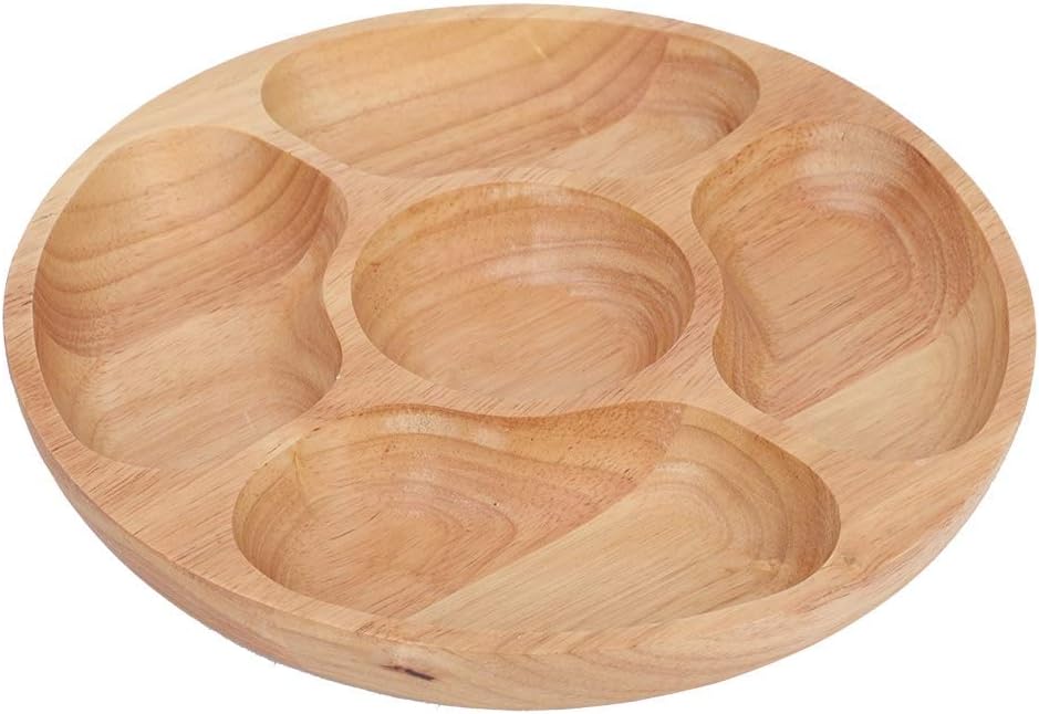 5 Sectional Tray, Wooden Divid - Food Snacks Candy 评论和价格