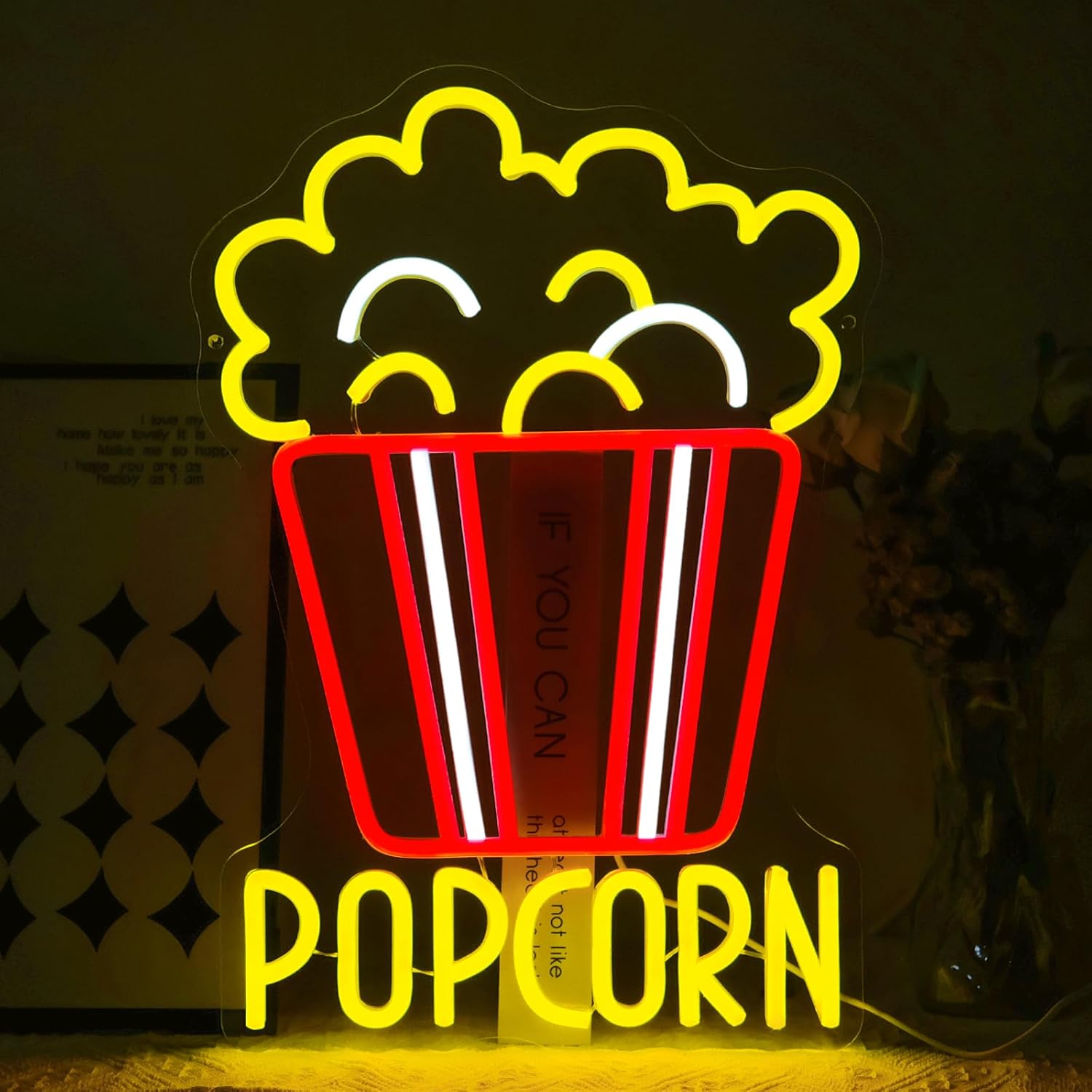 Popcorn Neon Sign Dimmable Foo - Snacks Food Video 评论和价格