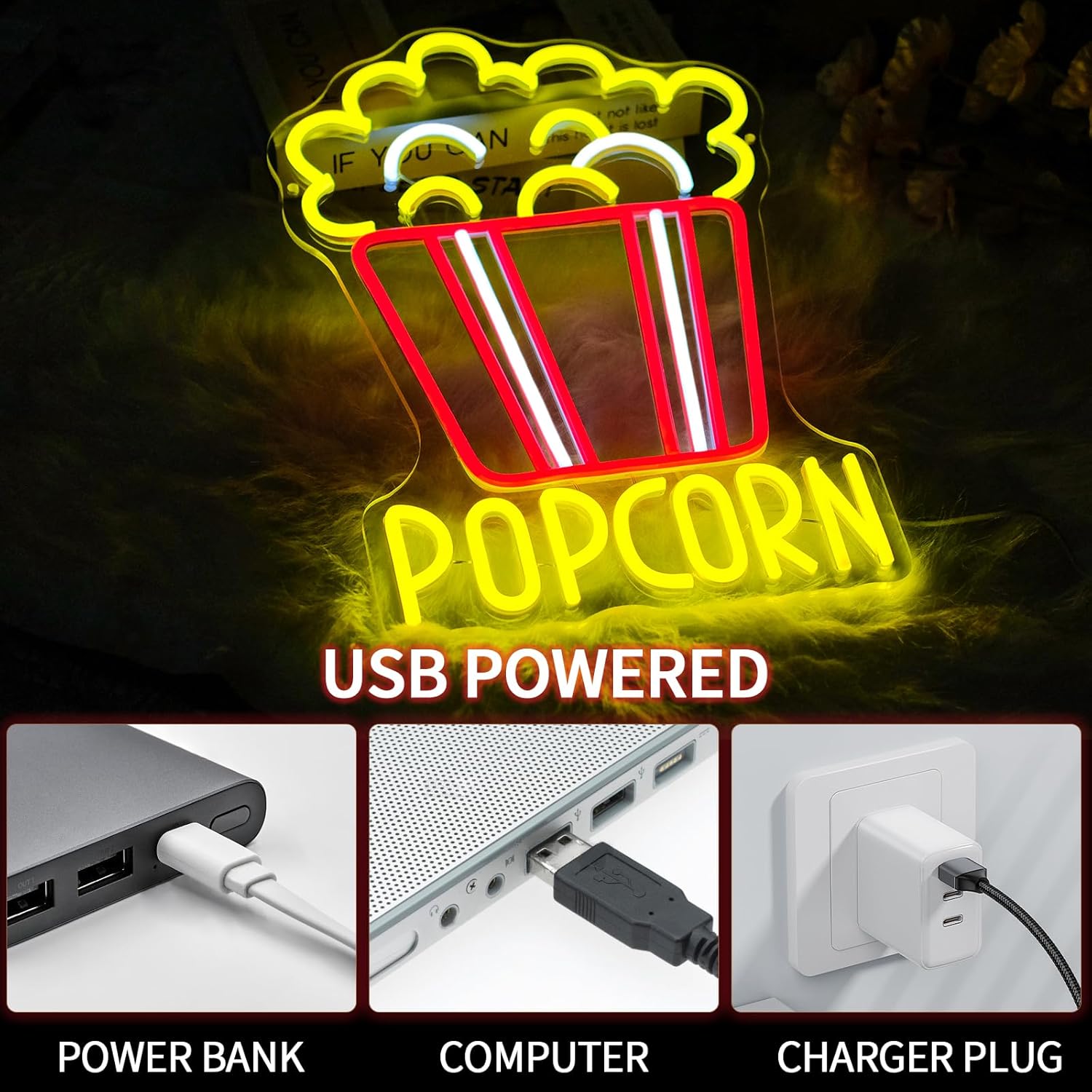 Popcorn Neon Sign Dimmable Foo - Snacks Food Video 评论和价格
