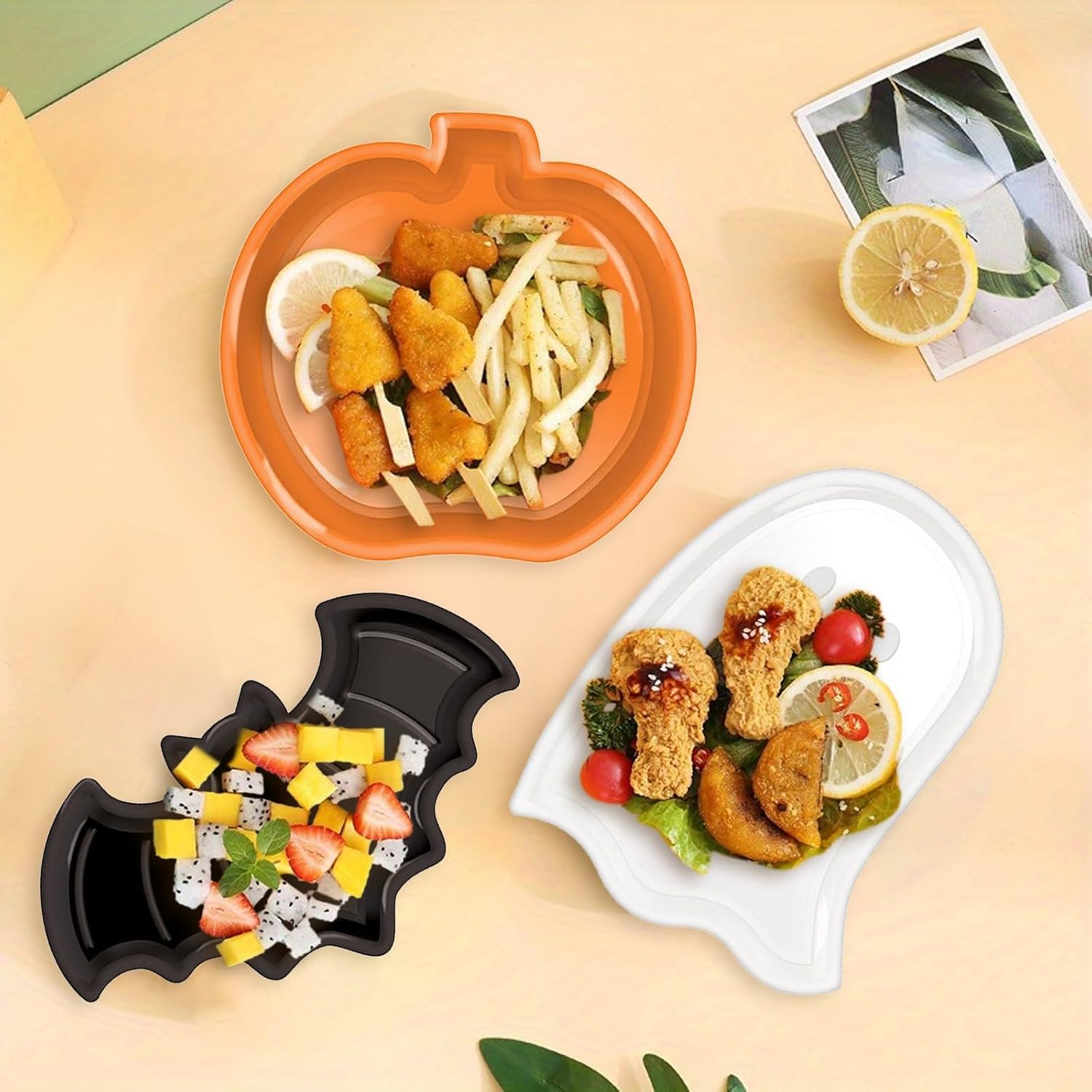 Reusable Halloween Plates Set  - Food Snacks Candy 评论和价格