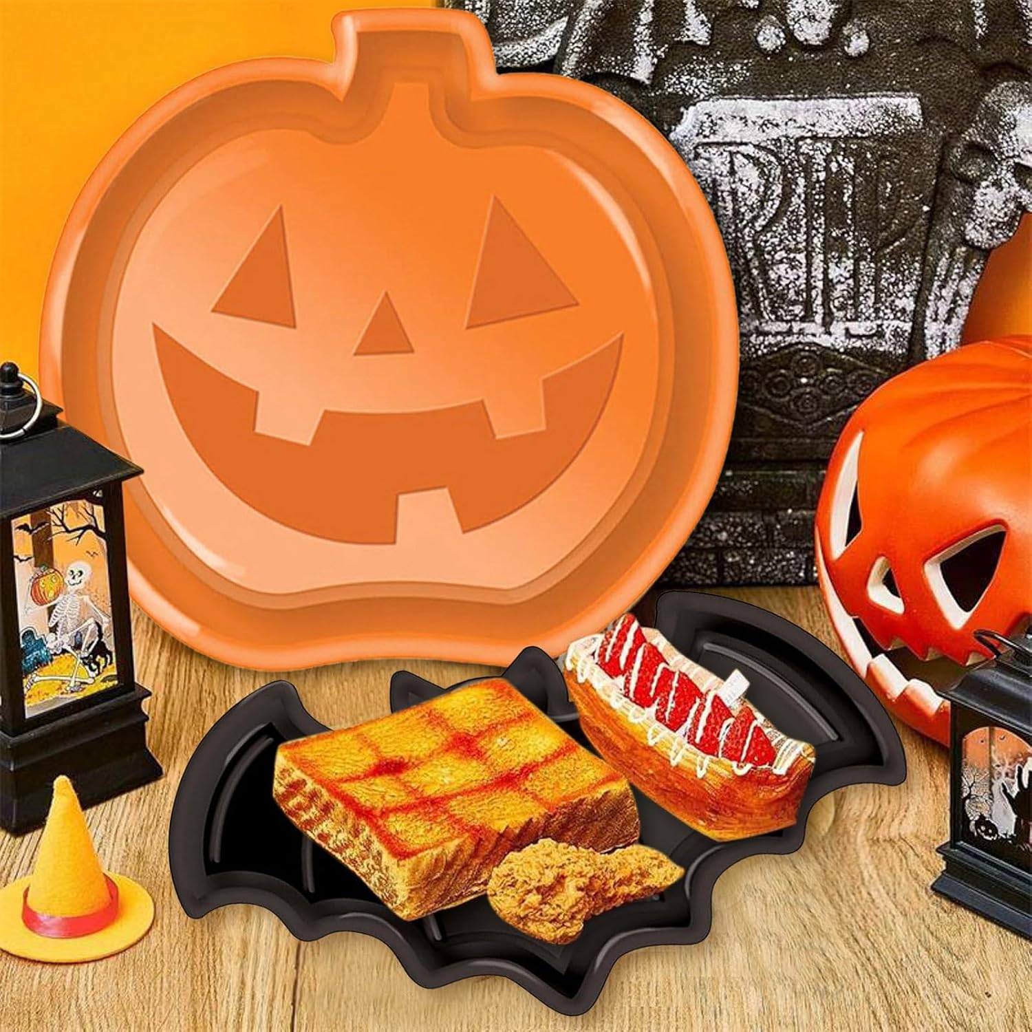 Reusable Halloween Plates Set  - Food Snacks Candy 评论和价格