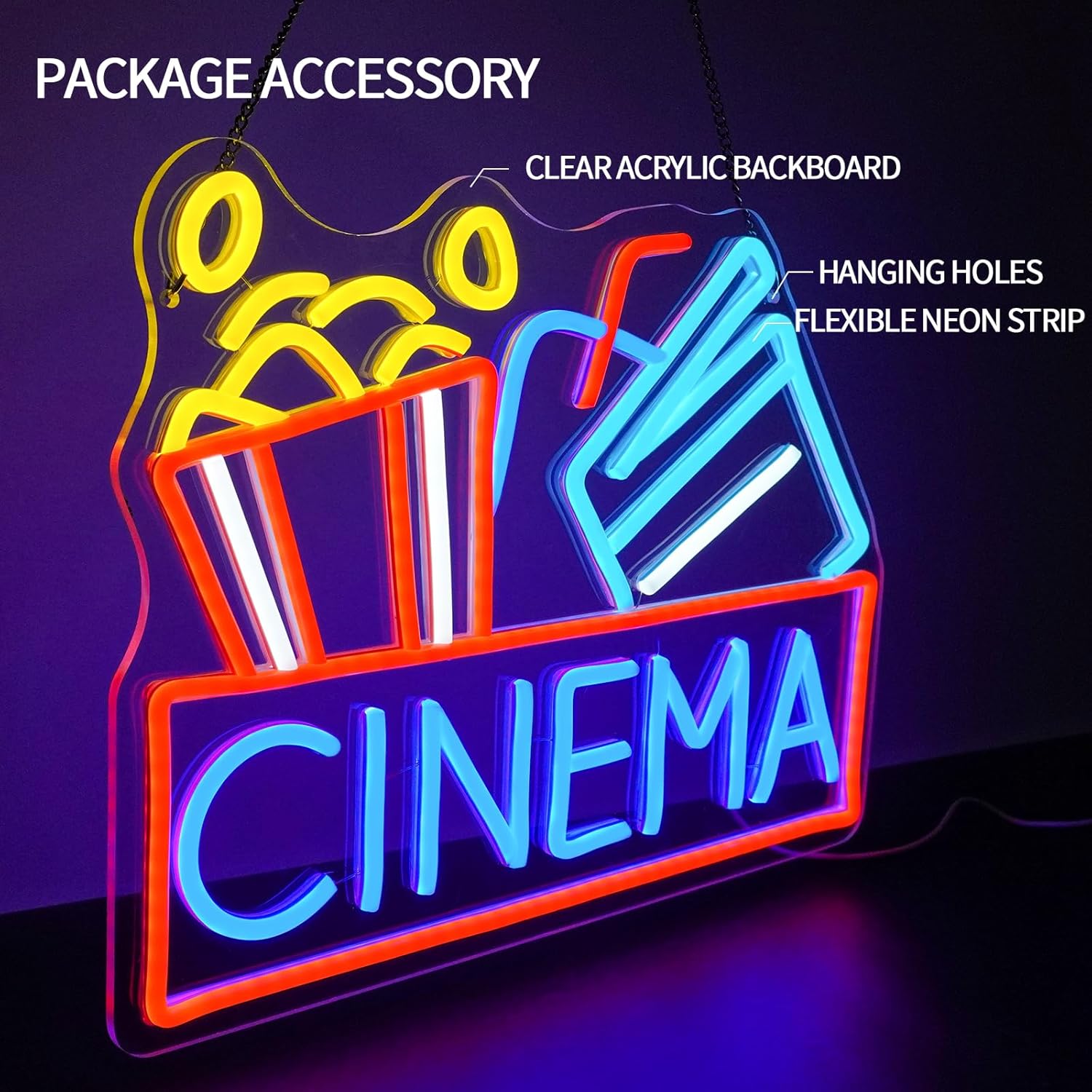 Popcorn Neon Sign Dimmable Foo - Snacks Food Video 评论和价格